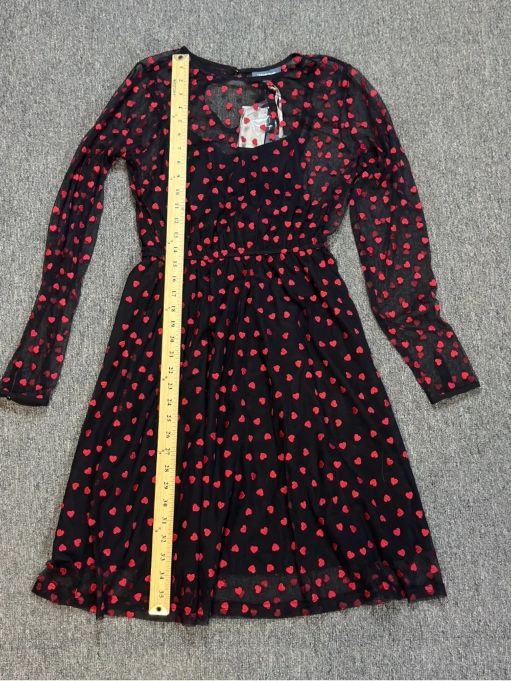 Modcloth Black Dress with Red Heart Pattern Size Small - Picture 10 of 15